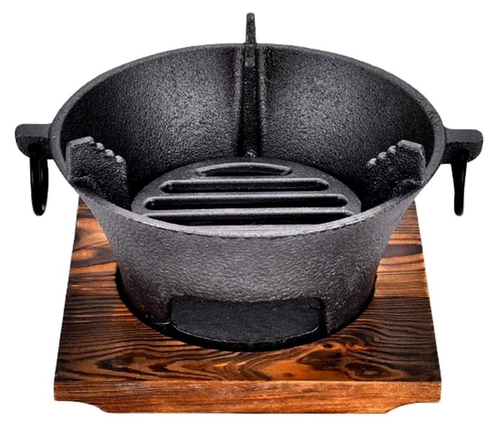 Carbon Ofen, 19,5 cm x 11,5 cm Gusseisen Holzkohleherd, Herdplatte mit 1 Clip und 2 Tassen, Grillrost Grillofen, tragbarer Holzkohlegrill für Inne...