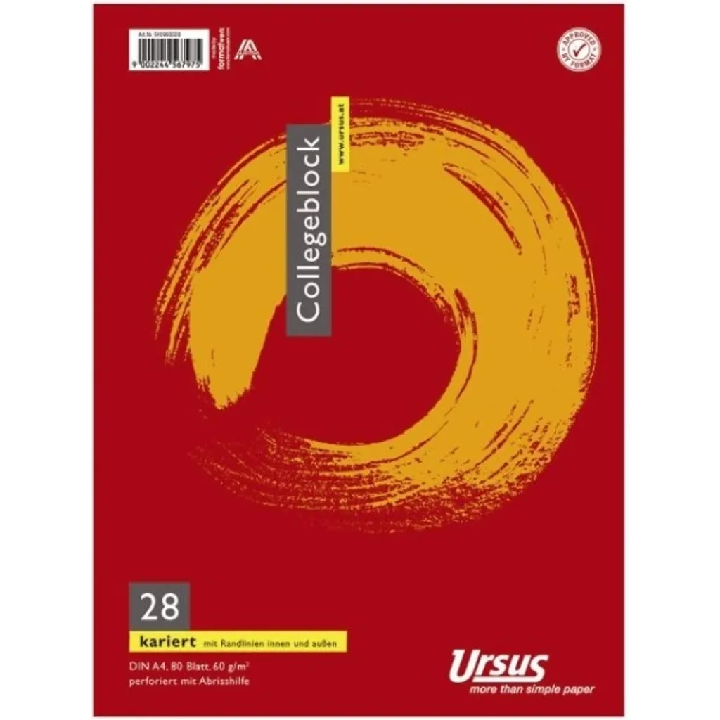 Cahier de collège URSUS 040993028 - 80 feuilles 28C quadrillé ECF 60g