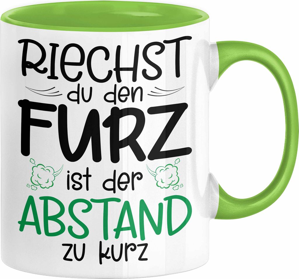 Riechst Du Den Furz Ist Der Abstand Zu Kurz Tasse Geschenk Spruch für Männer mit Humor Geschenkidee Sprüche (Grün)