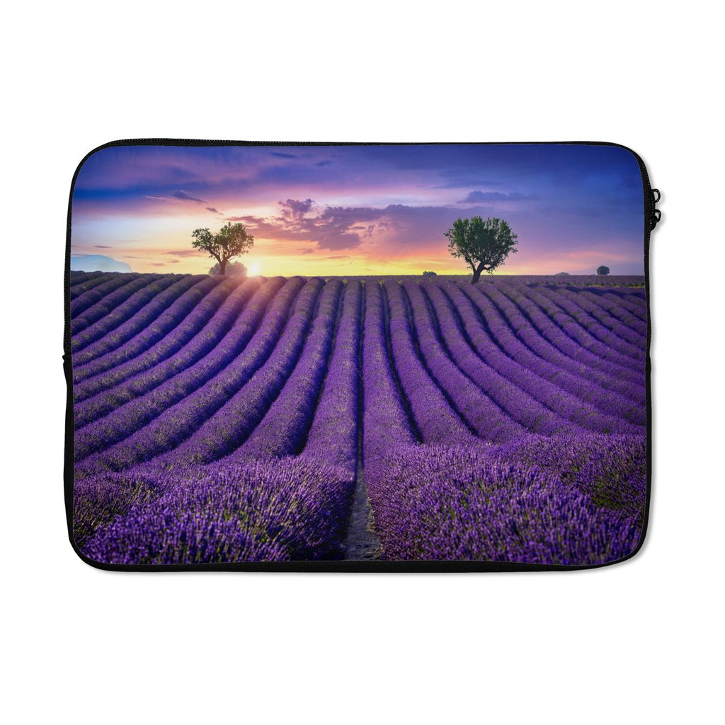 MuchoWow Laptop Hülle 14 ZollLavendel - Hügel - Sonnenuntergang - Bpmen - Lila Laptoptasche - Laptoptasche - Stoßsicher - Schutzhaube