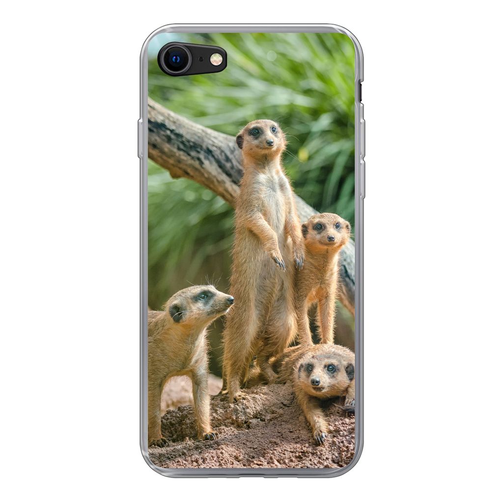 MuchoWow Handyhülle Schutzhülle Hülle für iPhone SE 2022 Familie - Tiere - Erdmännchen Silikon Softcase Handy Hülle - Schutzhülle