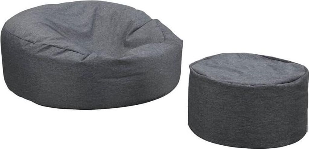 HOME DELUXE XXL Outdoor Sitzsack CLOUD mit Hocker - Anthrazit | Gartensitzsack Outdoor-Beanbag Sitzkissen Loungesack