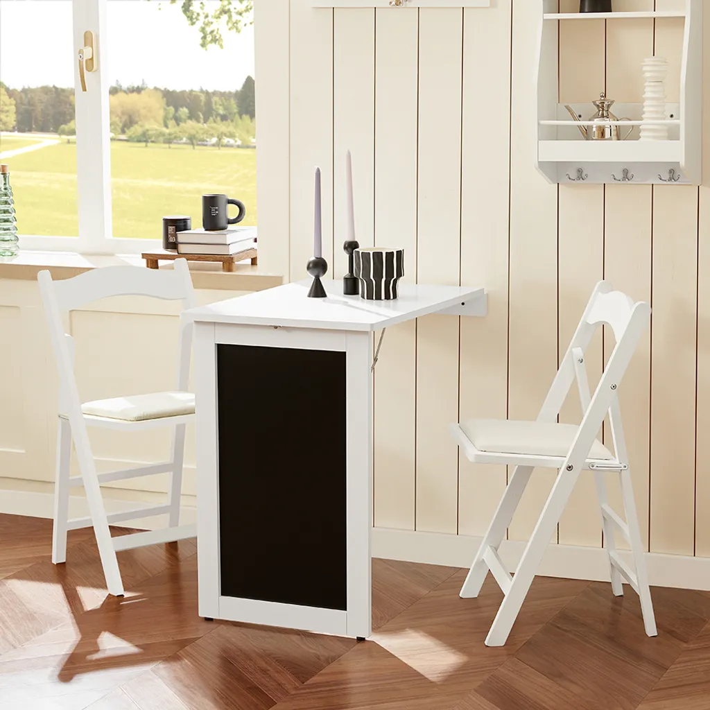 Tavolo da Pranzo Pieghevole SoBuy FWT20-W 50x75cm Bianco Lavagna - 3