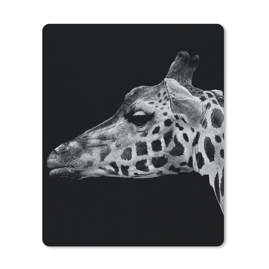 MuchoWow Mauspad Mousepad Tiere - Giraffe - Schwarz - Weiß 19x23 cm - Mousepads - Maus Mat - Pad - Mausunterlage - Mauspads - Spielen