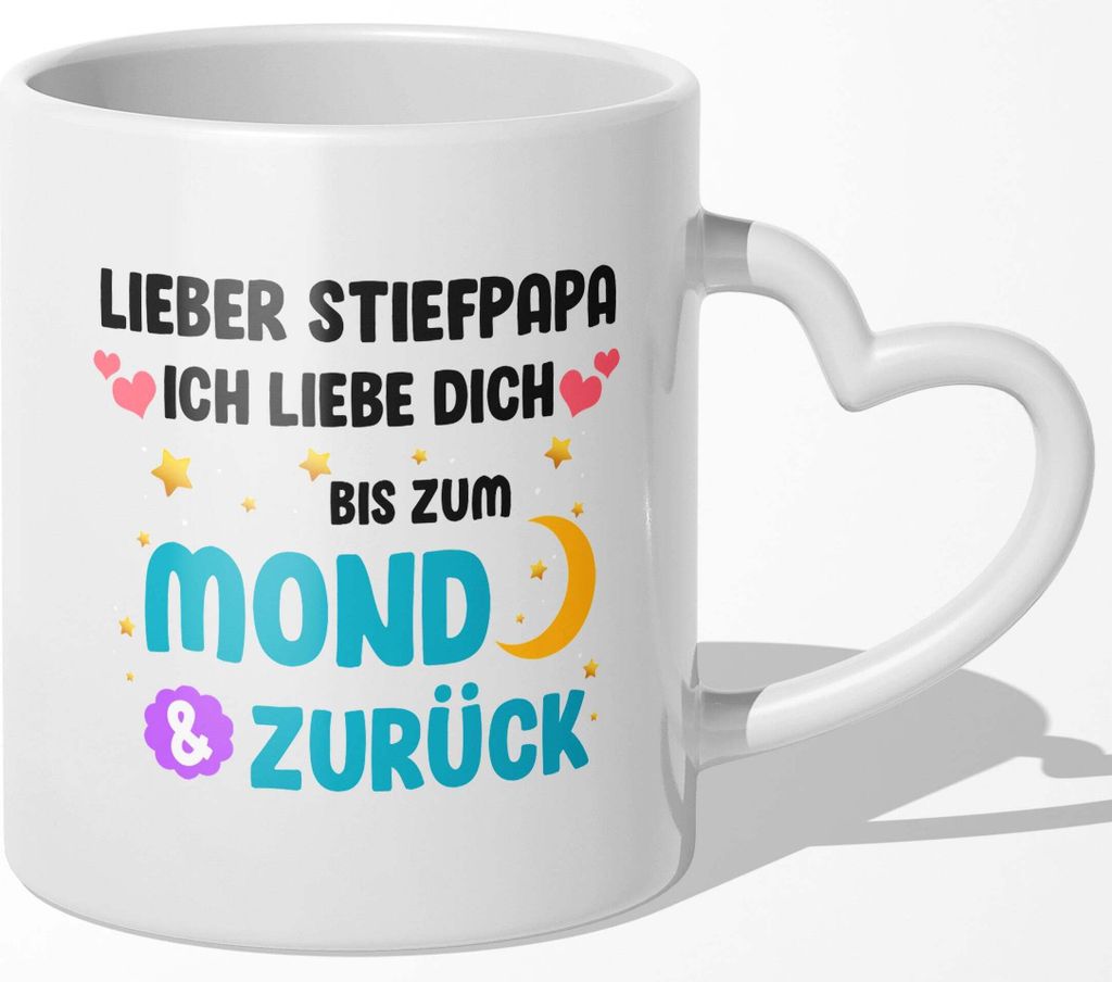 22Feels Stiefpapa Geschenk Vatertag Geburtstag Bonuspapa Stiefvater Tasse Weihnachten Patchwork Familie Kaffeetasse Männer Beste Stiefeltern (Herz...
