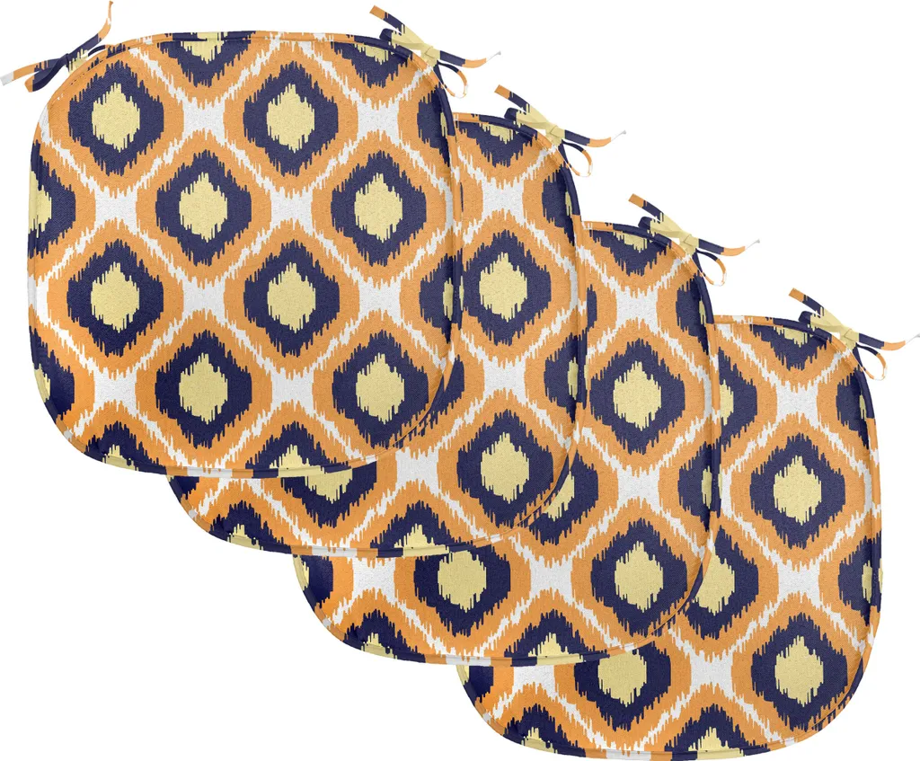 ABAKUHAUS Ikat Lot de 4 Coussins de Chaise Imperméables 40x40 Orange