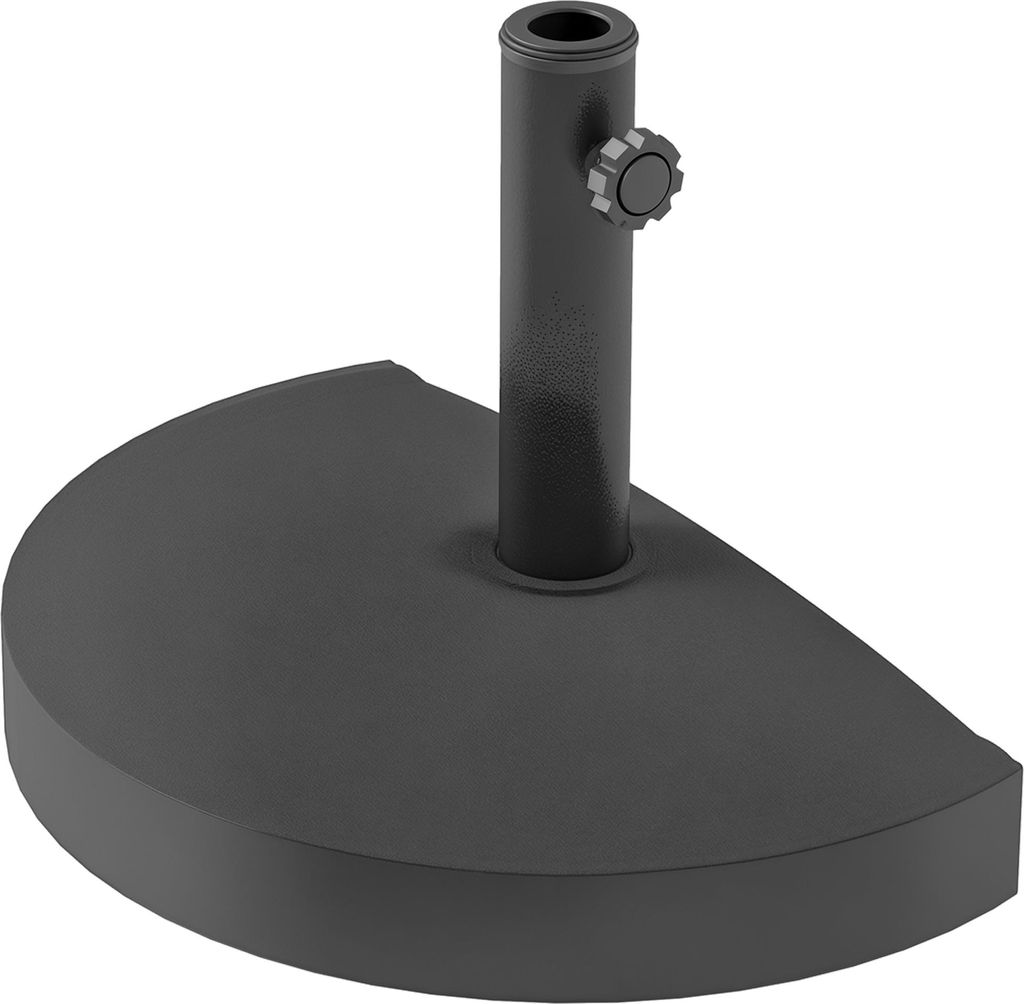 Sonnenschirmständer aus Beton Schirmständer Halbrund Schirmhalter, Schirmgewicht für Sonnenschirm 34/38/48 mm, Harz, Metall, 49 x 31 x 33 cm, Sc...