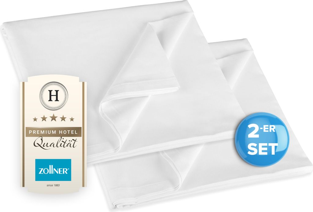2er Set Betttuch, 150x260 cm, 100% Baumwolle, weiß Produktbild 