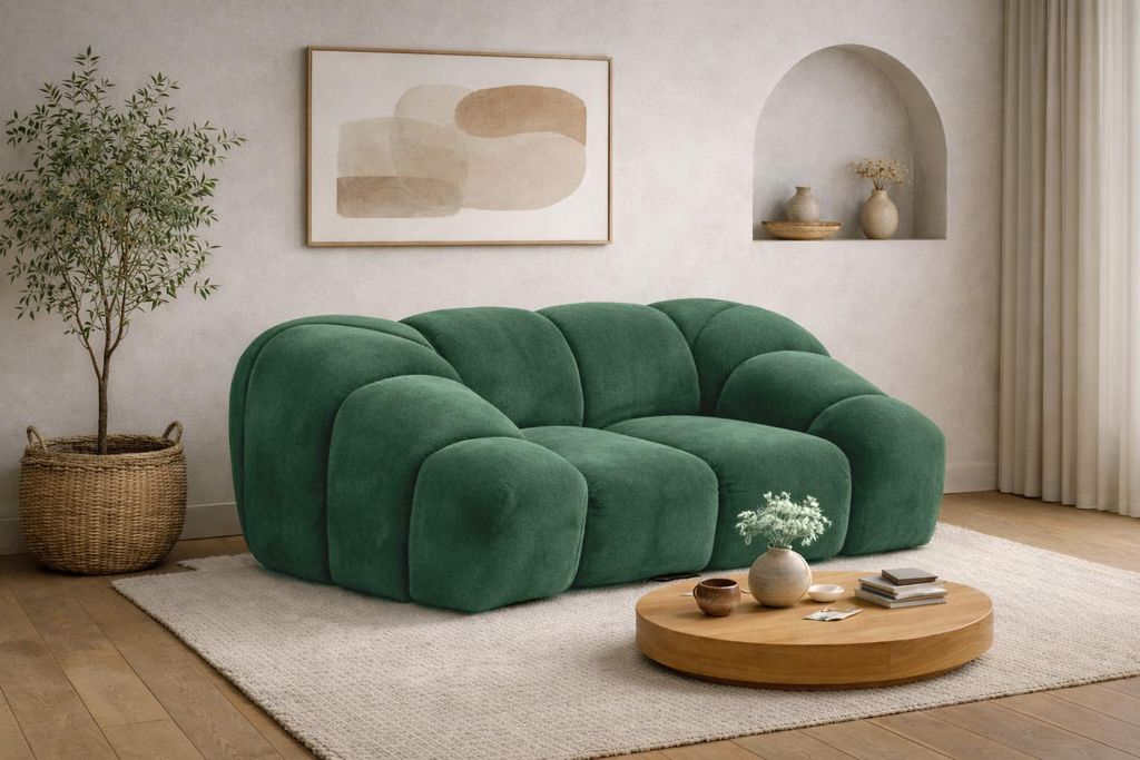 Kaiser Möbel Sessel modular, Veloursstoff Bluvel, Grün, CROISSANT