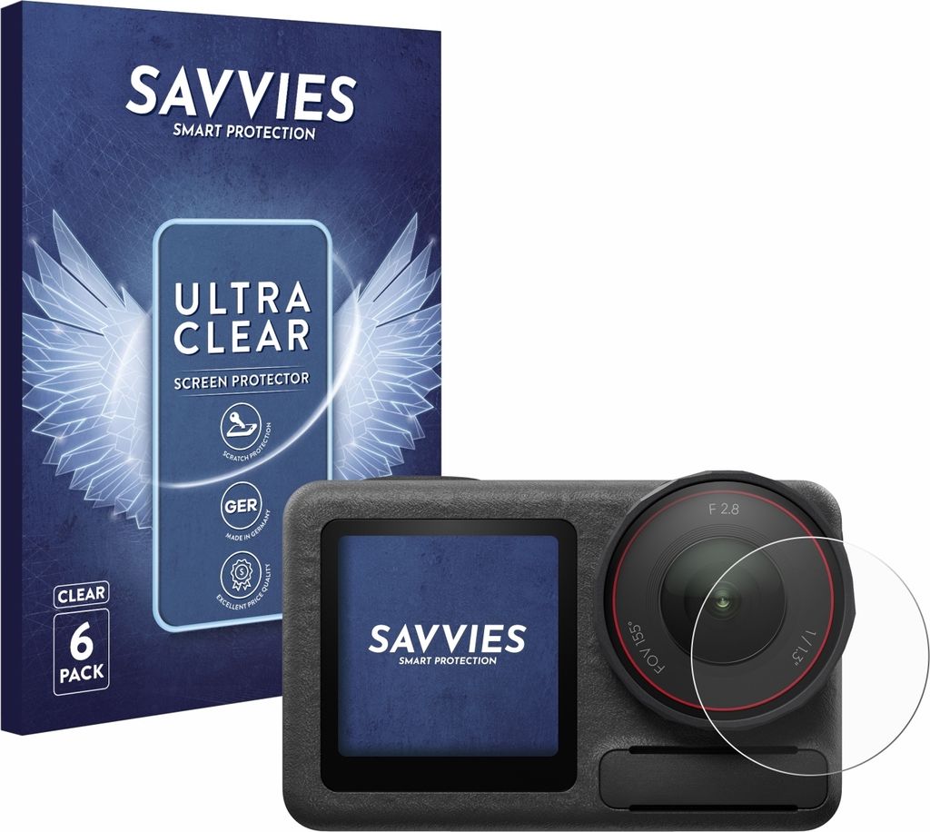 6x Für DJI Osmo Action 5 Pro (Linse) Schutzfolie Savvies Displayschutz Display Schutz Folie Klar Transparent