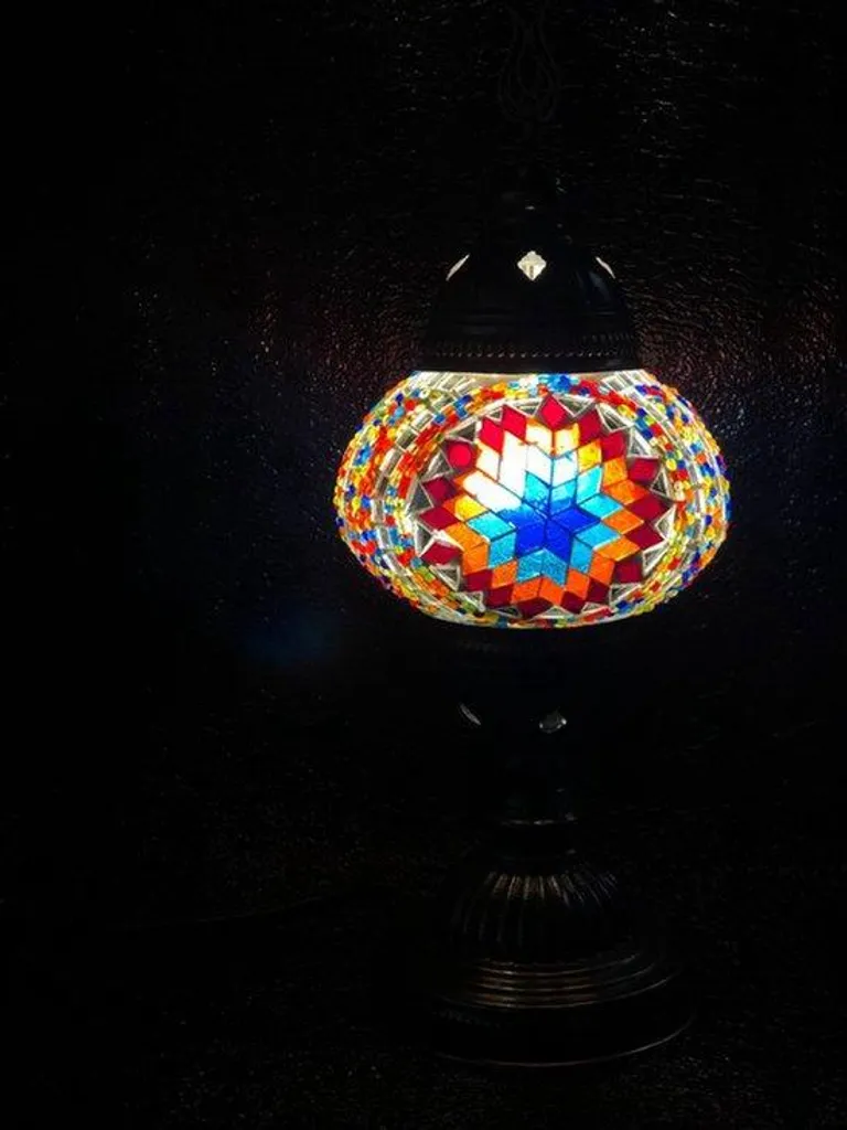 Veilleuse Mosaïque Turque Artisanale avec Éclairage Ambiance Doux - 4
