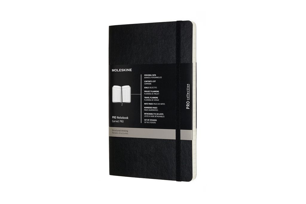 Professionelles Notizbuch Large A5 Softcover 96 Blatt schwarz.