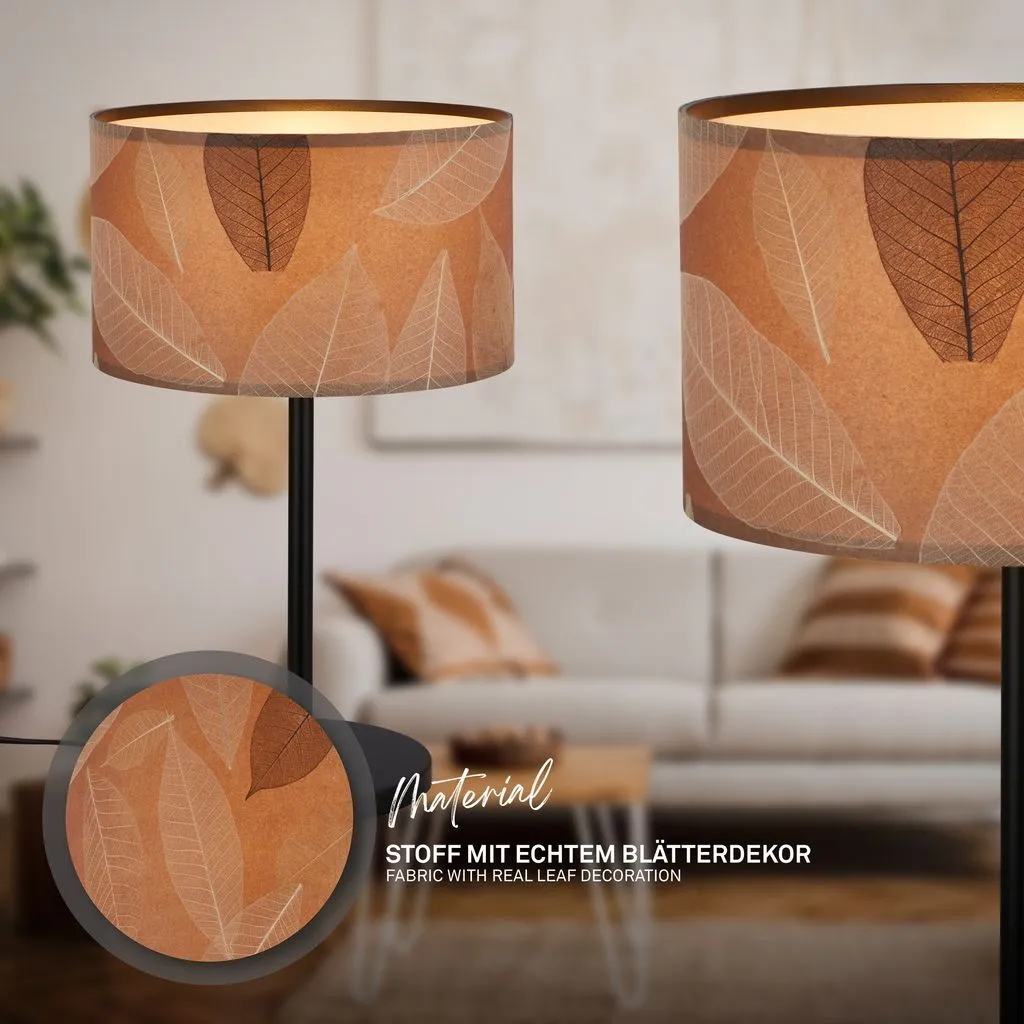 Lampe de table Briloner Mata décor feuilles E27 café 25x41,5 cm