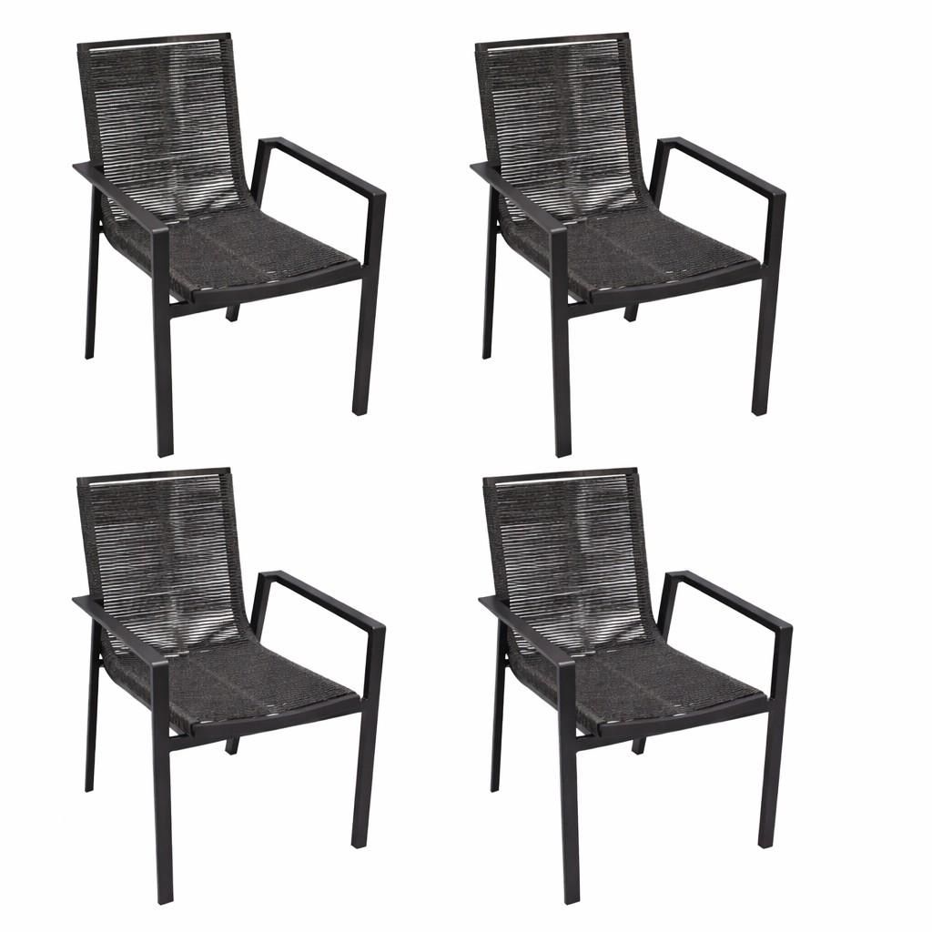 DEGAMO Stapelsessel Gartensessel Ropessesel RODEZ, Aluminium + Rope, 4 Stück