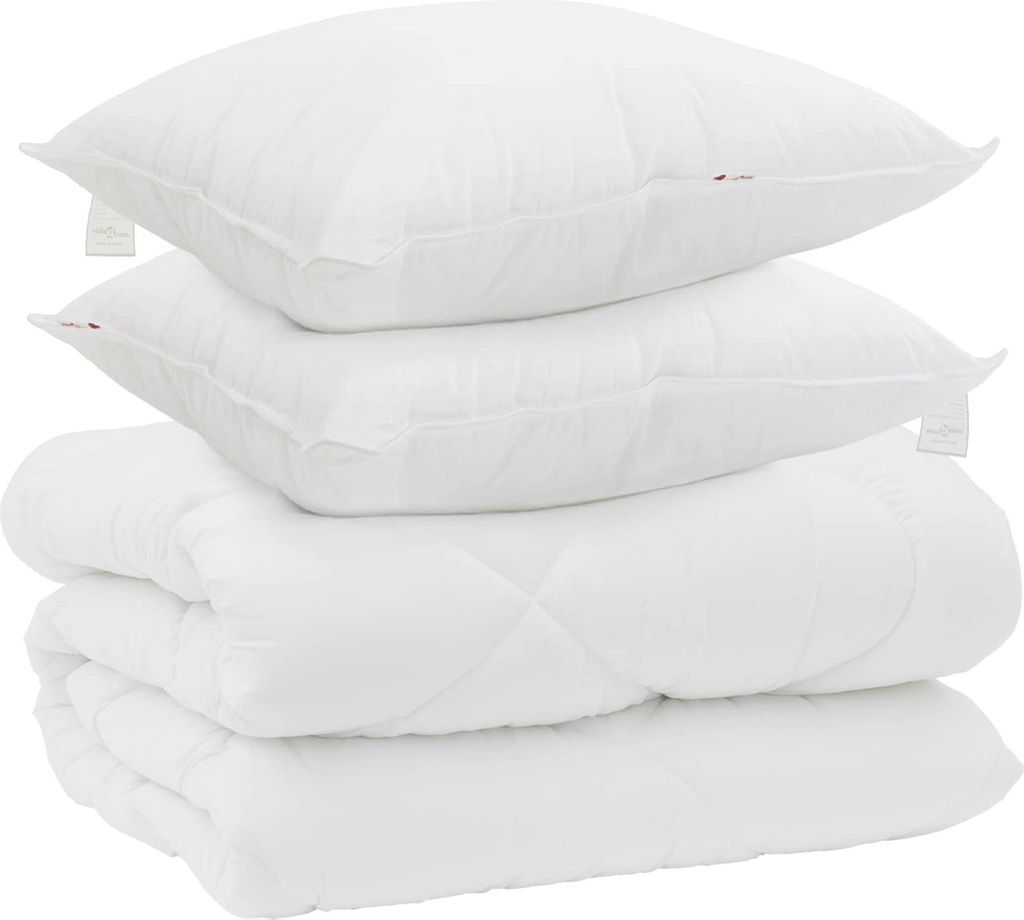 vidaXL Winterbettdecke mit Kissen 3 pcs Weiß Mikrofaser