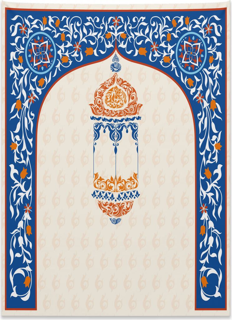 Abakuhaus Laterne Wandteppich, Religiöse Feier aus Weiches Mikrofaser Stoff Kein Verblassen Klare Farben Waschbar, 110 x 150 cm, Orange Weiß Blau