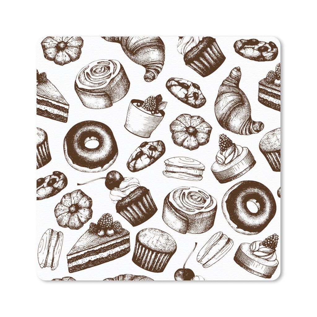 MuchoWow Mauspad Mousepad Brot - Konditorei - Vintage - Design 30x30 cm - Mousepads - Maus Mat - Pad - Mausunterlage - Gaming
