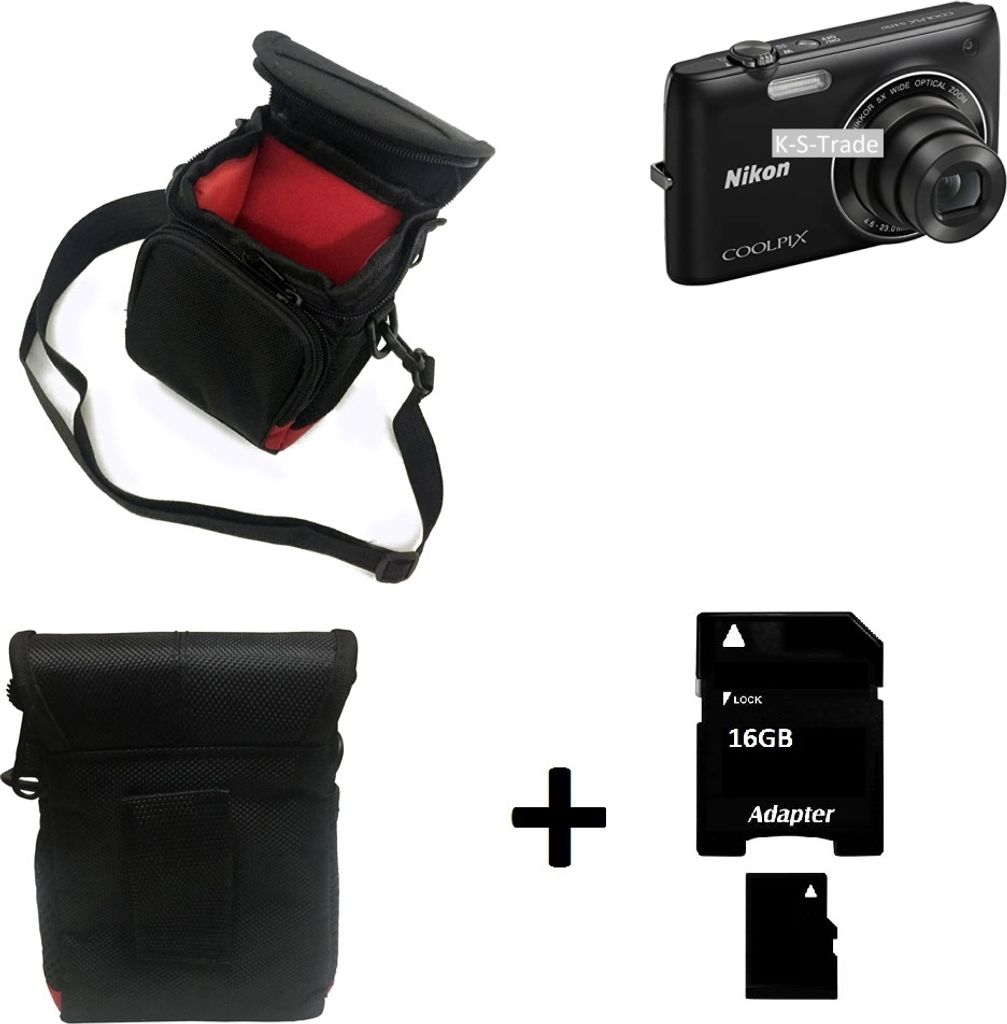 K-S-Trade Kameratasche Fototasche Umhängetasche Schutz Hülle kompatibel mit Nikon Coolpix S4150 mit Zusatzfach und teilbaren Innenraum mit Trennwand