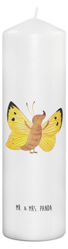 Mr. & Mrs. Panda Kerze Schmetterling Zitronenfalter 29 x 8 cm XL - Weiß - Geschenk, Lustige Sprüche, Besonders, Zylinderkerze, Erinnerungslicht, ...