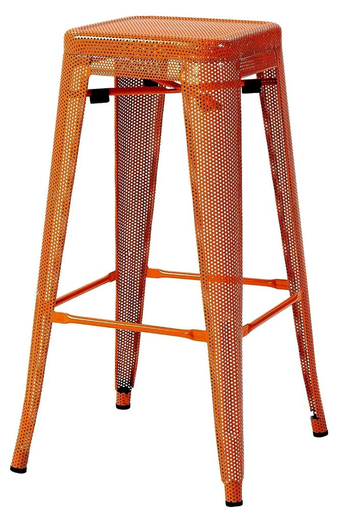 Stapelbarer Barhocker im Industrial-Look, Barstuhl Etowah mit stabilem Metallgestell, Tresenhocker bis 120 kg belastbar, Farbe: orange