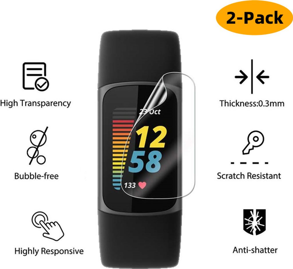 2er-Pack 3D Panzerfolie Für Fitbit Charge 5 Anti-Kratz Displayschutz Schutzfolie