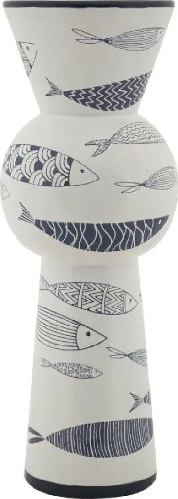 Vase Haut en Céramique Bicolore 38,5 cm - Finition Brillante et Chic