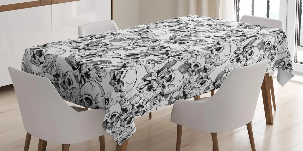 Tovaglia Antimacchia ABAKUHAUS 140x170 cm Teschi Messicani Lavabile