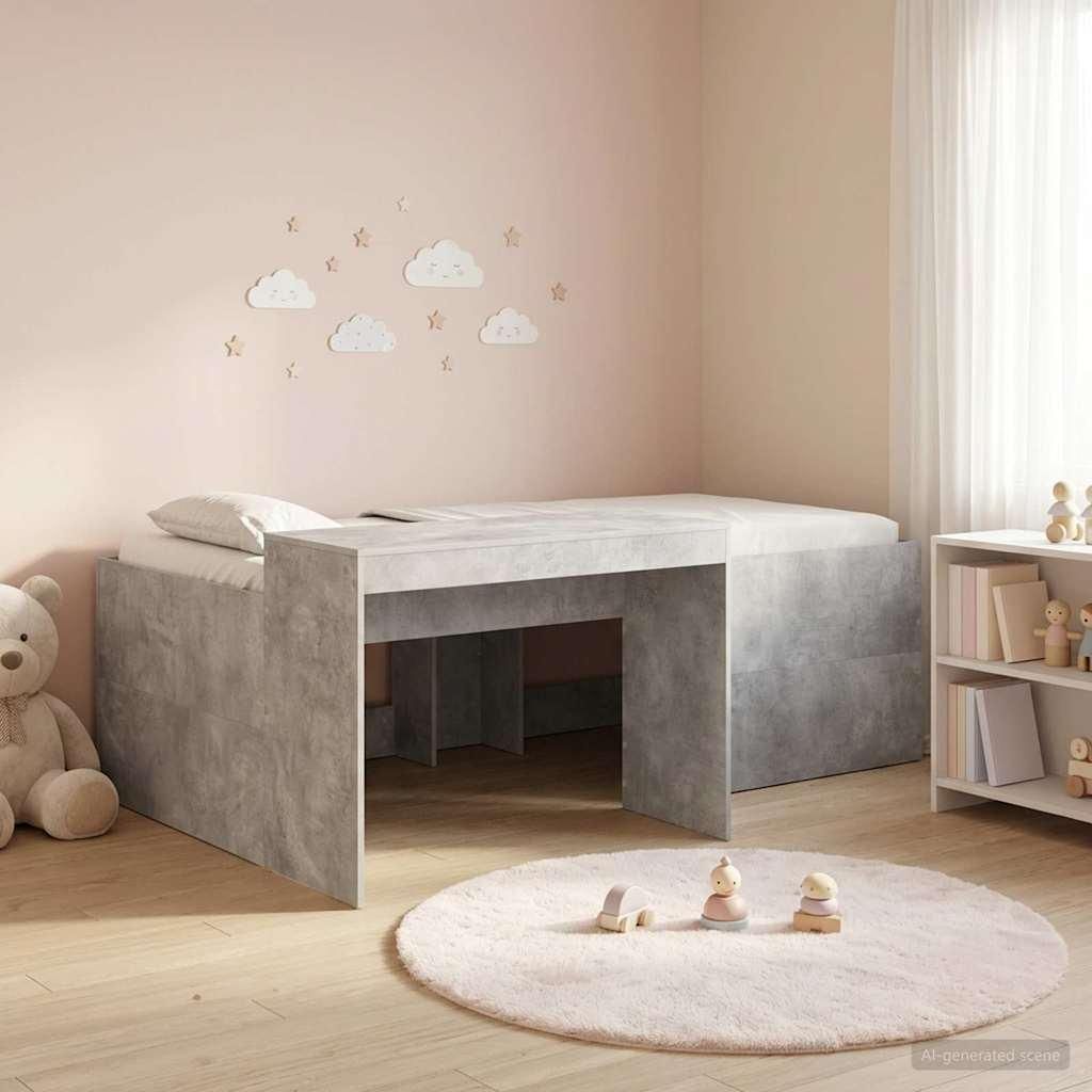 Möbel Hochbett mit Schreibtisch für Kinder Betongrau HolzwerkstoffKlassische Betten - Klassische Betten c4967