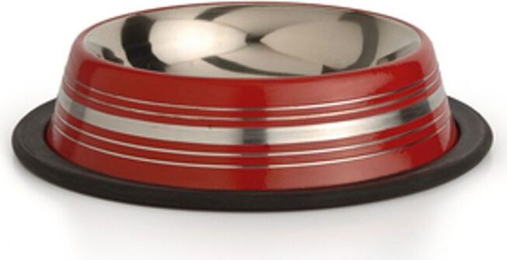 Beeztees Stripes - Hundenapf - rutschfest - rot - 15,5x15,5x3,5 - 180 ml