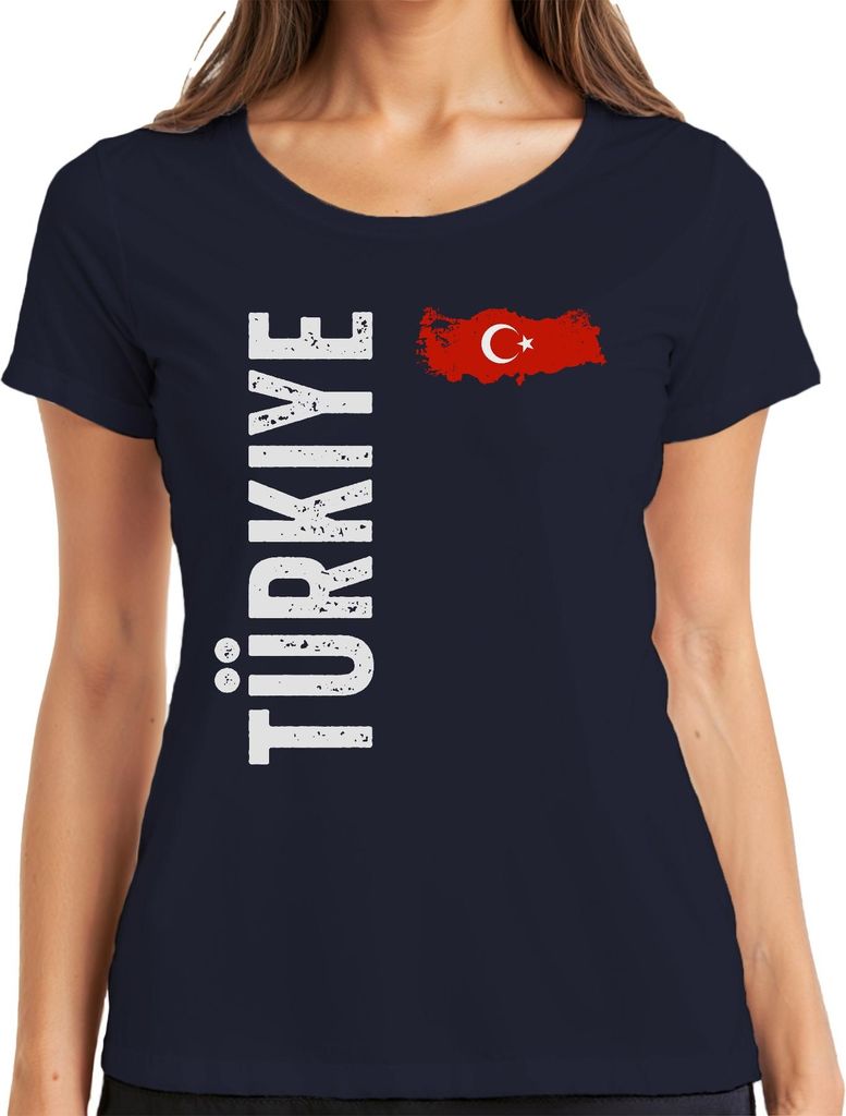 Türkei Flagge Fußball Fan WM Weltmeisterschaft 2026 Damen T-Shirt, Navy, 3XL