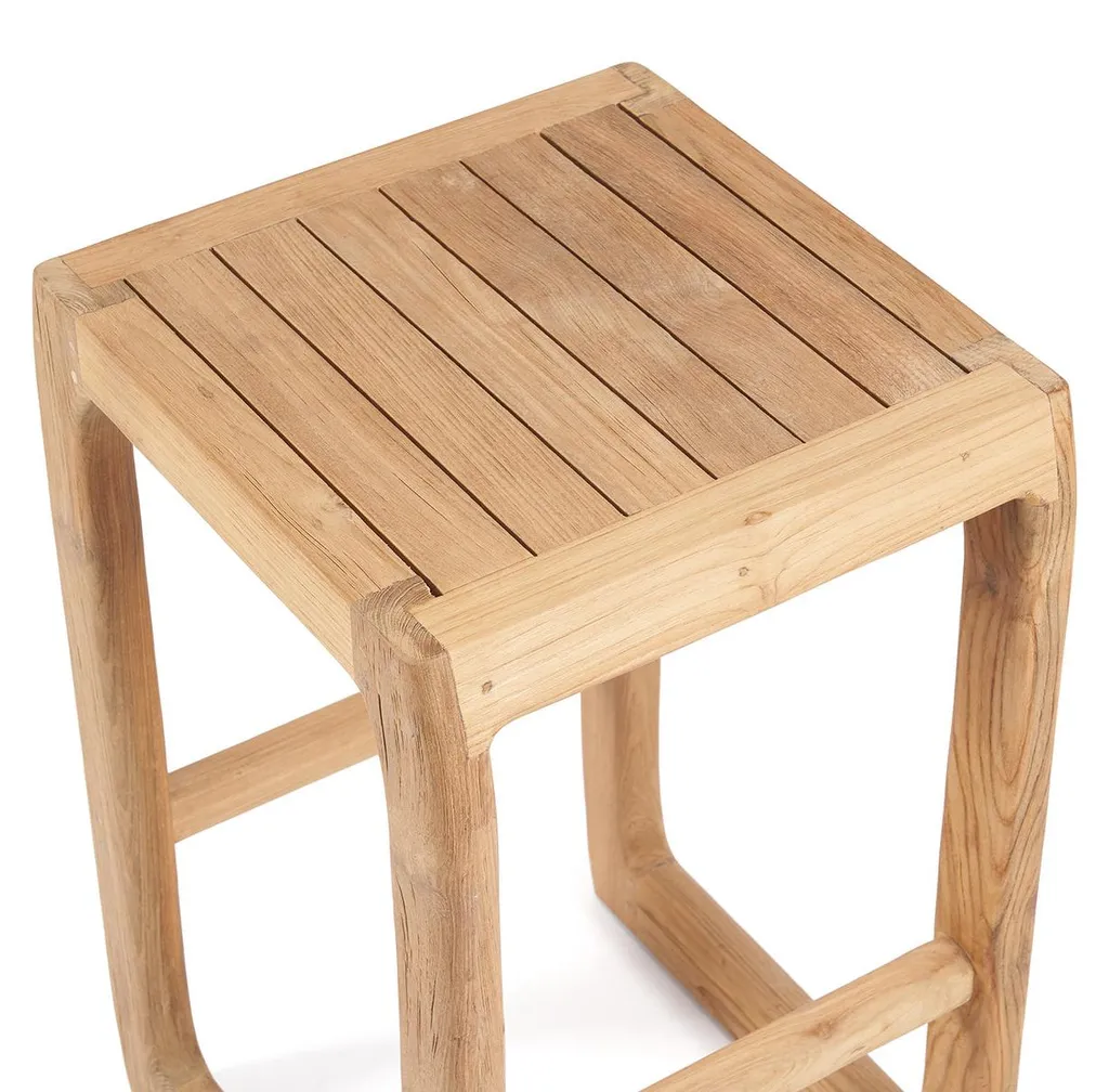 Tabouret de bar bois de teck recyclé marron 42x42x70cm - Collection Java