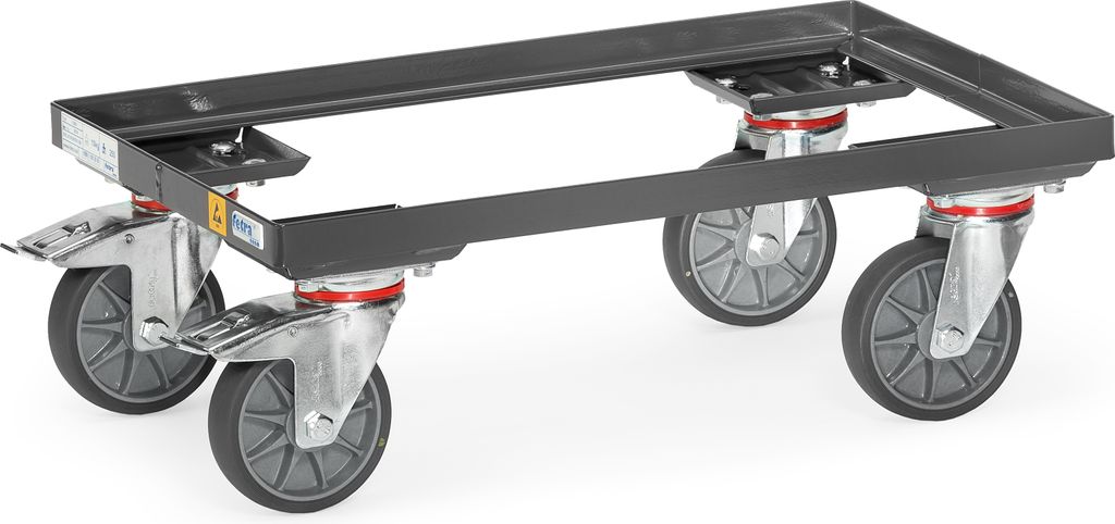 Fetra - ESD-Kistenroller für Eurokästen - Tragkraft 250 kg - Ladefläche 405 x 605 mm (BxT) - offener Rahmen