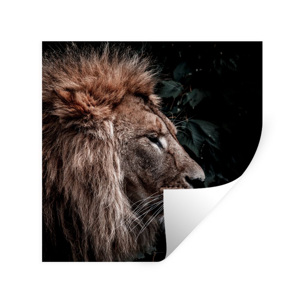MuchoWow Wandtattoo Wandsticker Wandaufkleber Löwe - Blätter - Tiere 50x50 cm Selbstklebend und Repositionierbar - Selbstklebend - Fototapeten