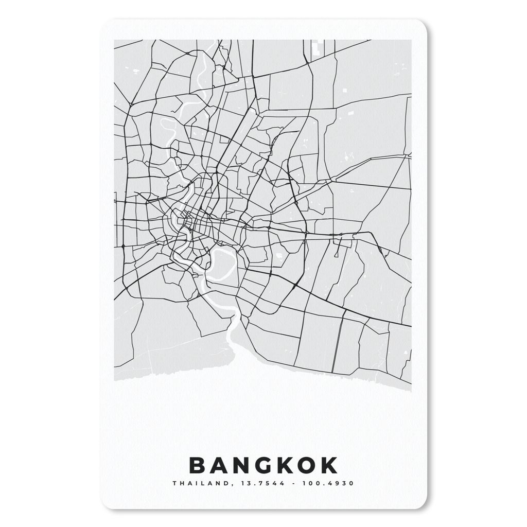 MuchoWow Mauspad Mousepad Bangkok - Stadtplan - Schwarz und weiß - Karte 18x27 cm - Mousepads - Maus Mat - Pad - Mausunterlage