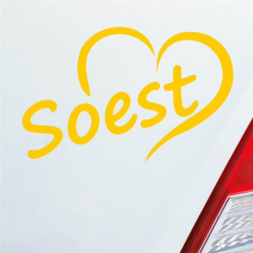 Auto Aufkleber Hansestadt Soest Herz Stadt City Liebe Love 13x8 cm Gelb Sticker Heckscheibenaufkleber