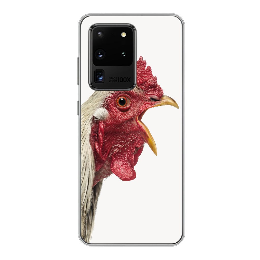 MuchoWow Handyhülle Schutzhülle Hülle für Samsung Galaxy S20 Ultra Hahn - Tiere - Bauernhoftiere - Jungen - Kinder - Mädchen Silikon Softcas...