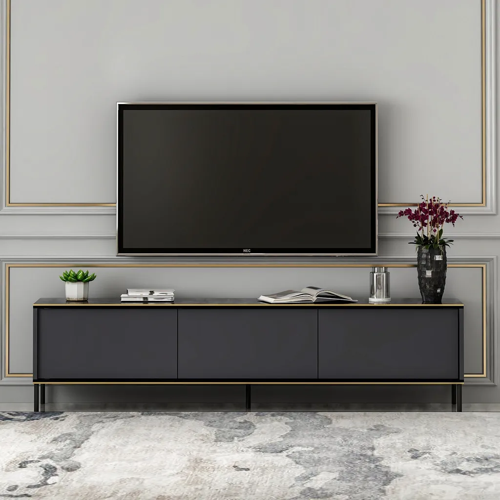 Meuble TV Design Anthracite Imaj 180cm - Finition Mate Haute Qualité