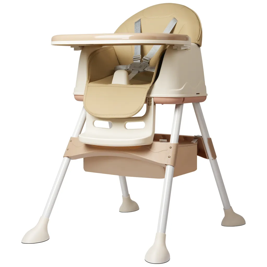 Chaise Haute Enfant Transformable en Table et Chaise de Jeu Coloris Beige