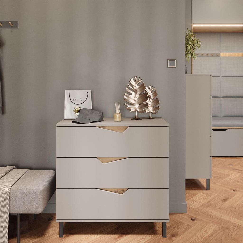 Commode avec tiroirs Vicco Marelle Greige/Artisan 80x81.2cm Image du produit 