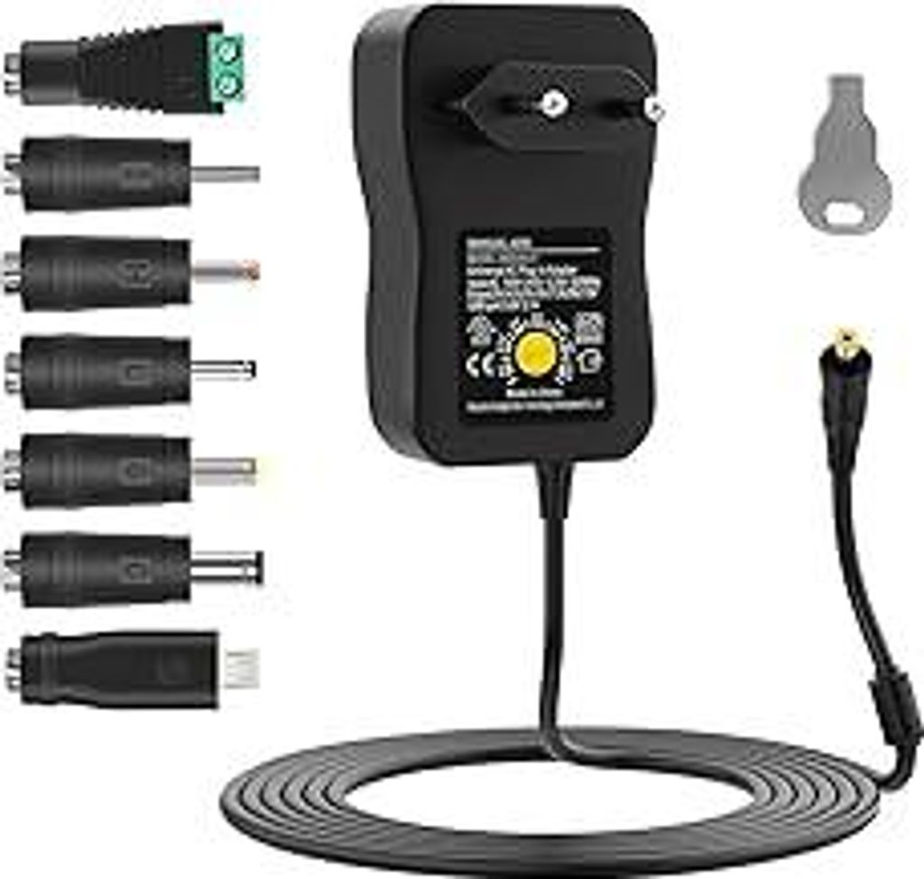 Universal Netzteil, Isisyu 40W AC zu DC 3V 4.5V 5V 6V 7.5V 9V 12V Adapter Einstellbares Schaltnetzteil mit 5V 2.1A USB Port und 7 DC Steckern für ...