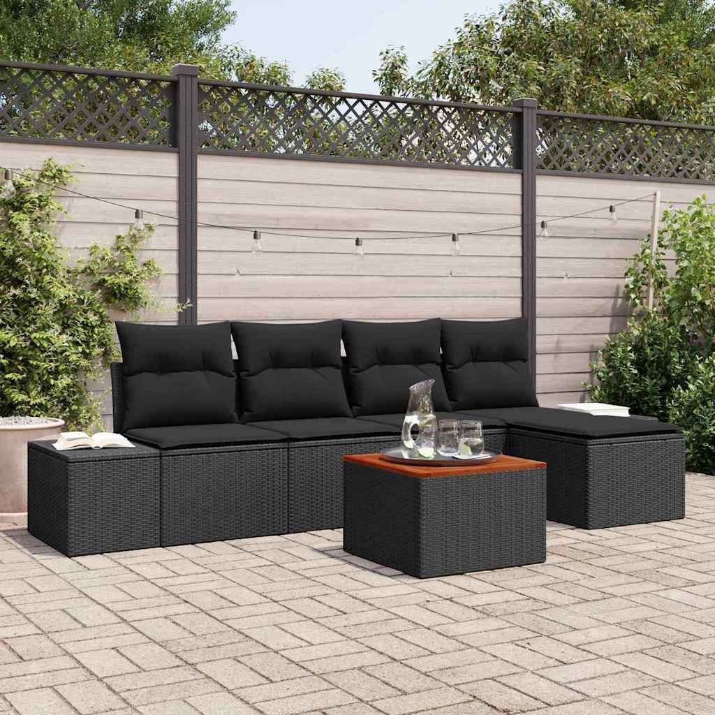 Maison Exclusive - Gartensofa-set mit Kissen 6 pcs Schwarz Poly-Rattan