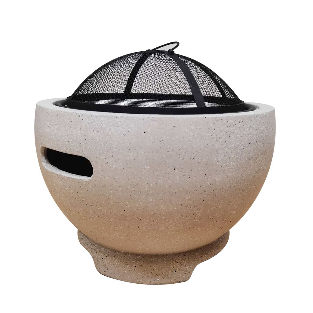 Köhko Feuerschale & Dekoschale Shanghai ø45xH30 cm aus Kombination von Gusseisen und Polyesterharz mit Funkschutz Feuerstelle Feuerlager zum Gril...
