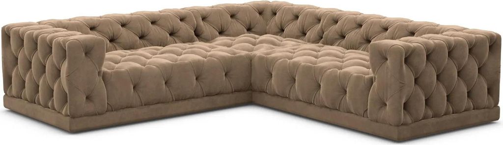 Samtstoff Ecksofa Meliva Braun