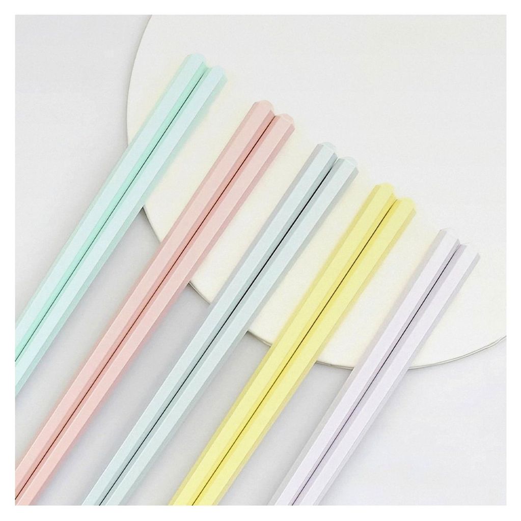 5 Paar wiederverwendbare Fiberglas-Essstäbchen in Macaron-Farbe, rutschfest und spülmaschinenfest