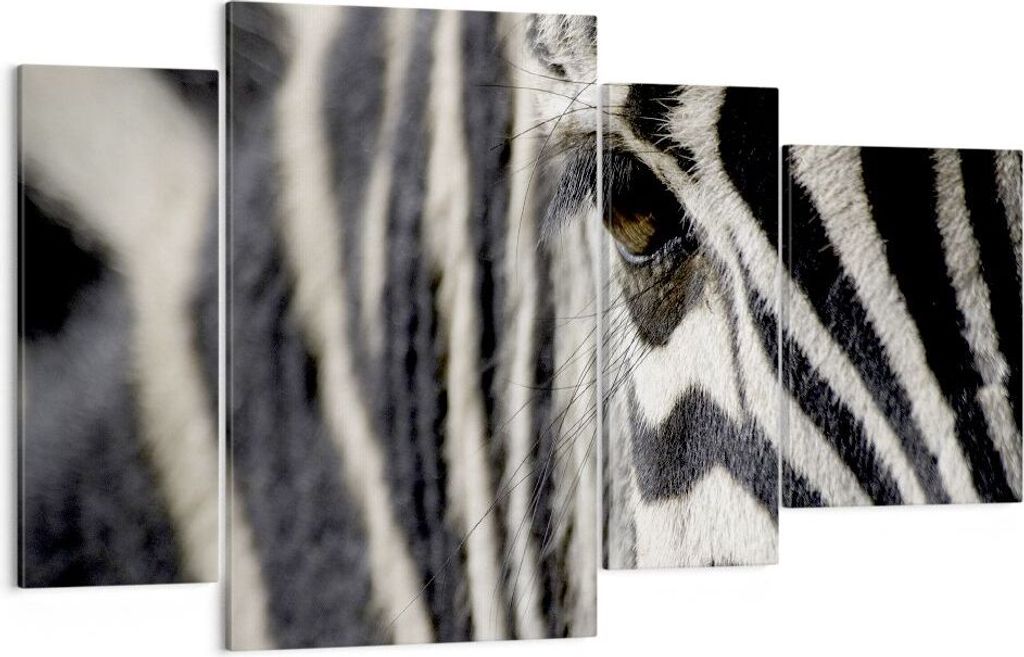 Bild auf Leinwand - Leinwandbild - Zebra Streifen Tierwelt Safari - 120x70cm - Wand Bild - Wanddeko - Leinwanddruck - Bilder - Kunstdruck - Wanddek...