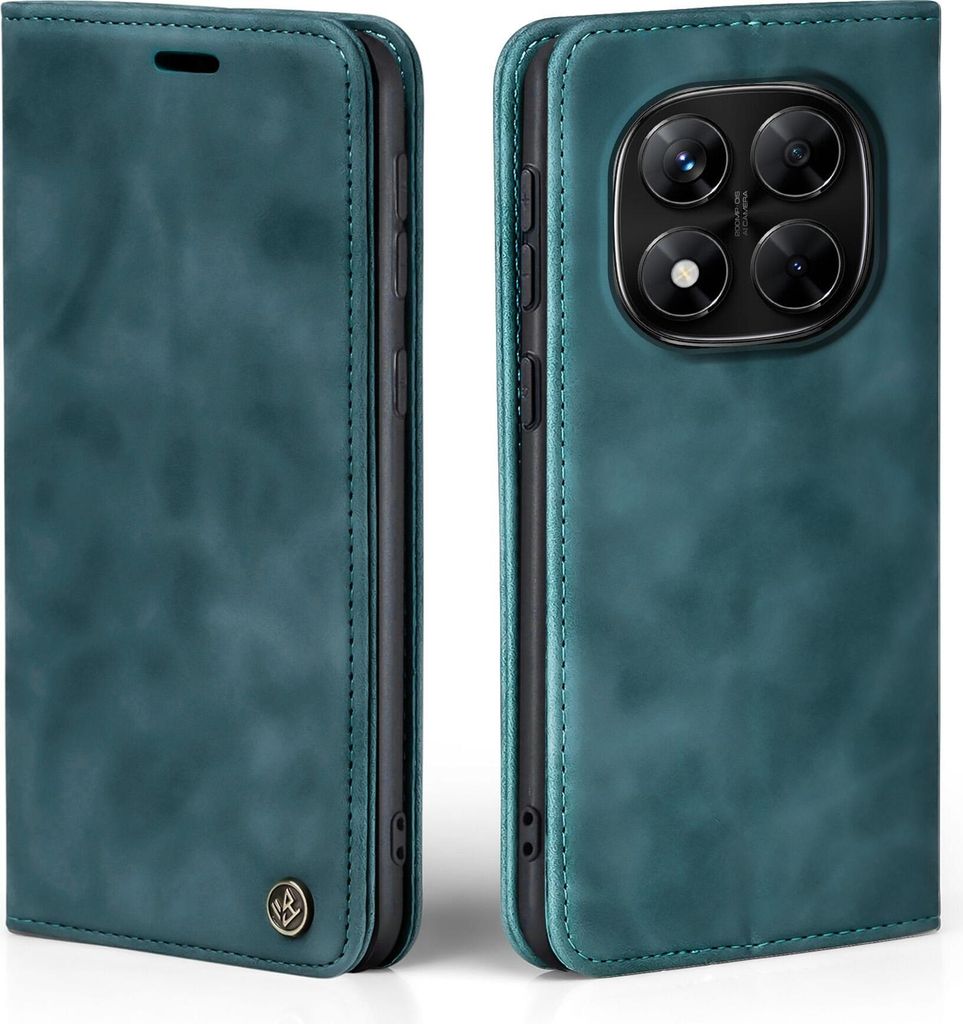 Handy Hülle für Xiaomi Redmi Note 14 Pro Klapphülle Bookcase Flip Cover Handy Tasche Etui Farbe: Petrol