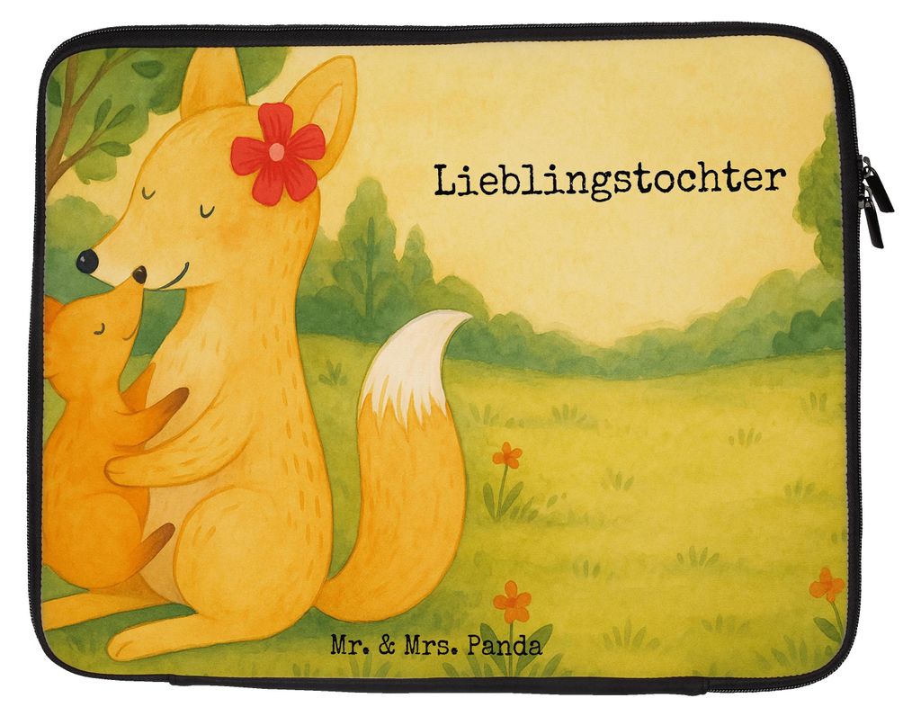 Mr. & Mrs. Panda Laptop Tasche Fuchs Mama Design 20 x 28 cm - Weiß - Geschenk, Sleeve, Muttertag, Schoß, Laptoptasche, Mami, Tochter, Hülle, Not...