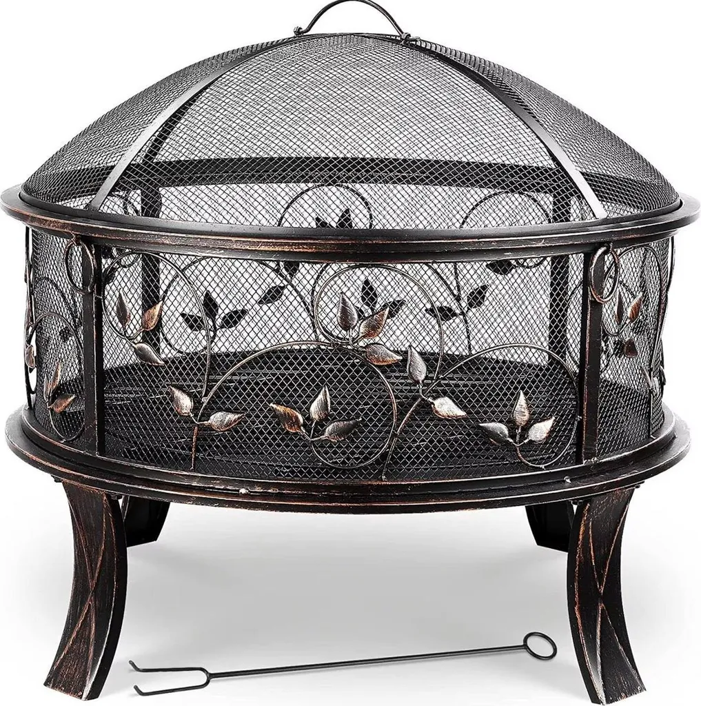 Poêle de terrasse Valora avec grille à bois et protection étincelles