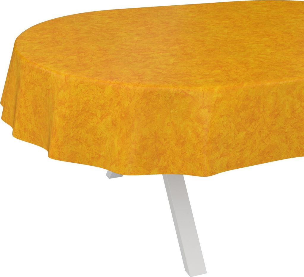 Tischdecke Klassisch-elegant Marmor Orange Oval 220x140cm Schnittkante Wachstuch abwaschbar
