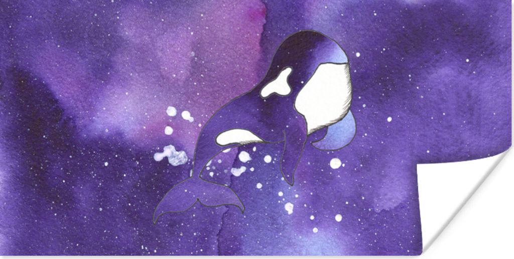 MuchoWow Poster Orca - Raumfahrt - Violett 80x40 cm - Wanddeko